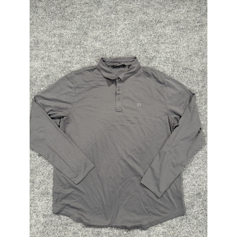 Travis Mathew Polo‎ Shirt Mens XL Gray Long Sleeve Cotton Blend Golf Performance